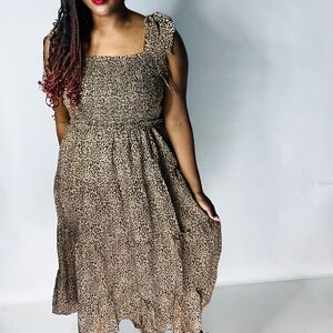 ODDY Brown and Black Midi Dress